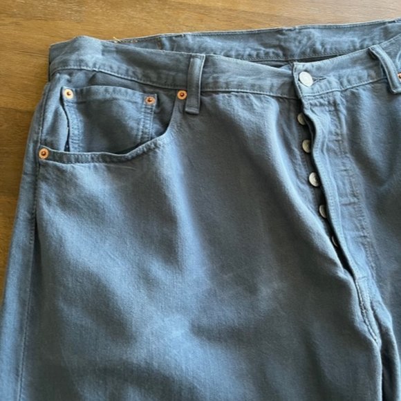 Levi's‎ Original 501 Green/Blue Jeans 40X30 100% Cotton Straight Leg Button Fly - Picture 3 of 8